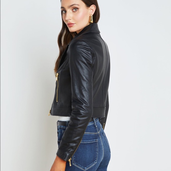 NWT L’Agence Black Medium 100% Lamb Leather Onna Biker Jacket $1395msrp - Picture 5 of 10